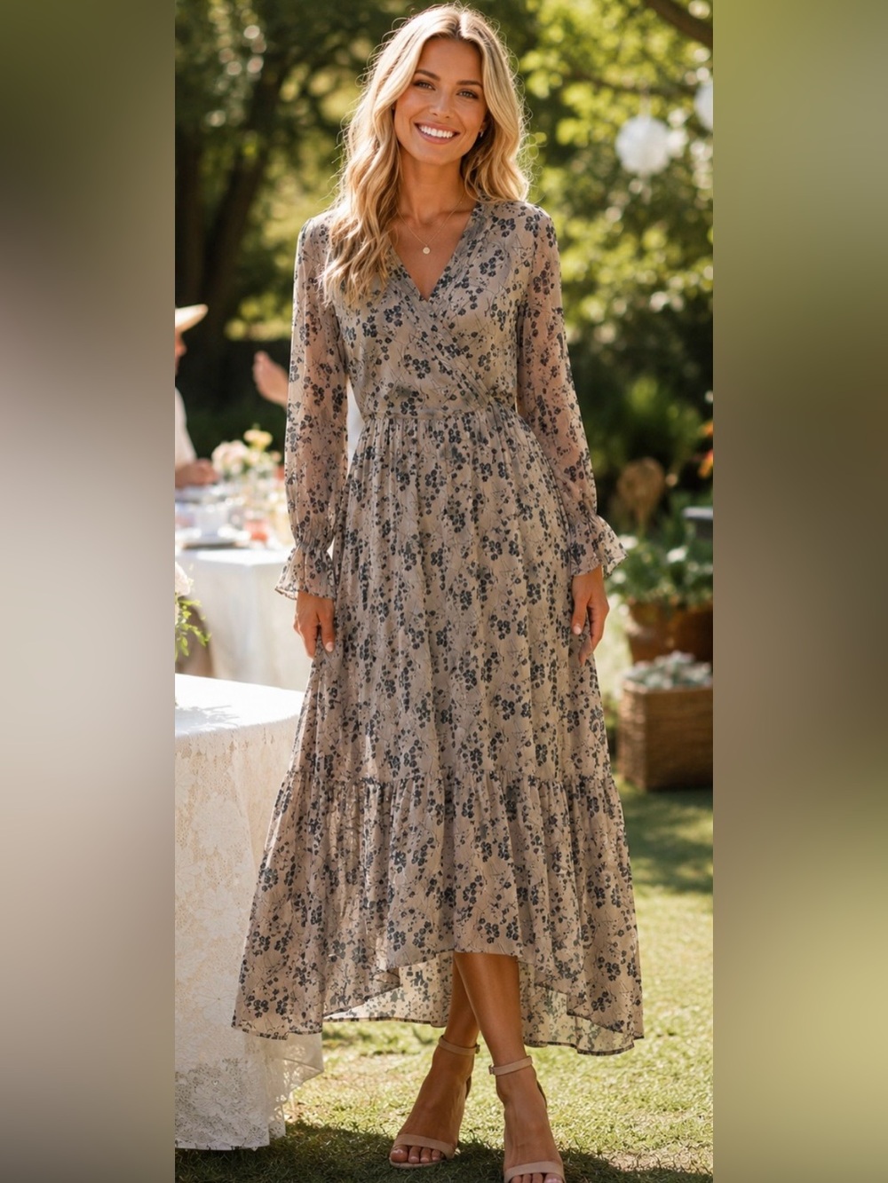 Carly Jean LA Floral Midi Maxi Dress XS S Boho Cottagecore Prairie Coquette